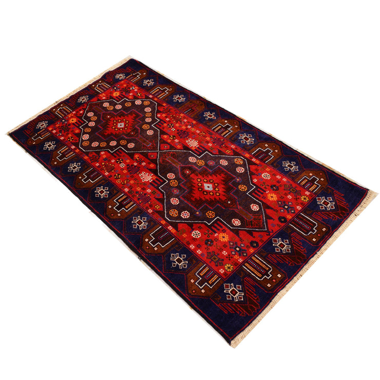 3' x 5' Rose Red Quality Tribal Baluch Rug