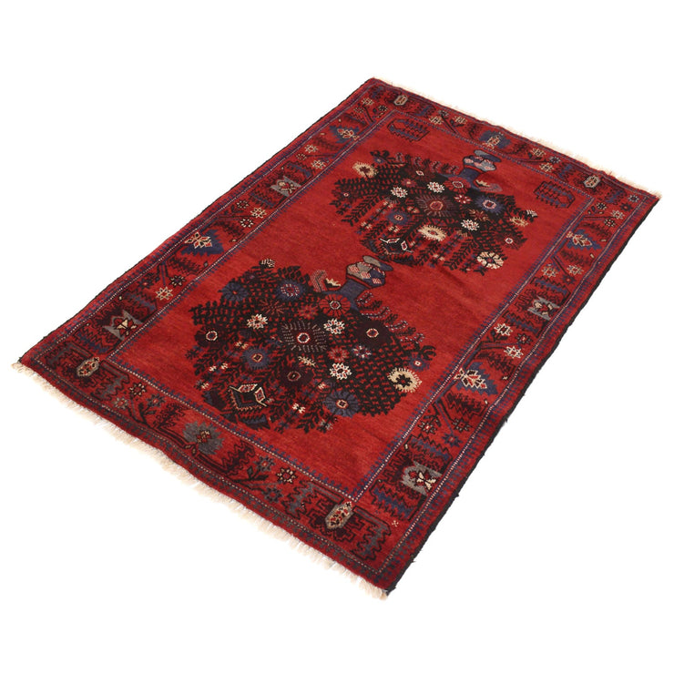 3' x 4' Rose Red Quality Tribal Baluch Rug