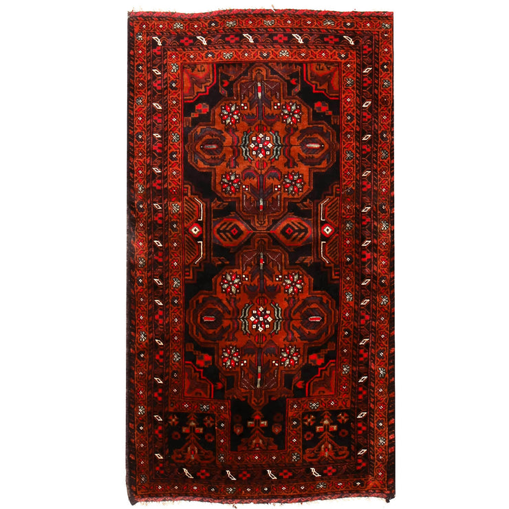 2' x 4' Dark Red Quality Tribal Baluch Rug