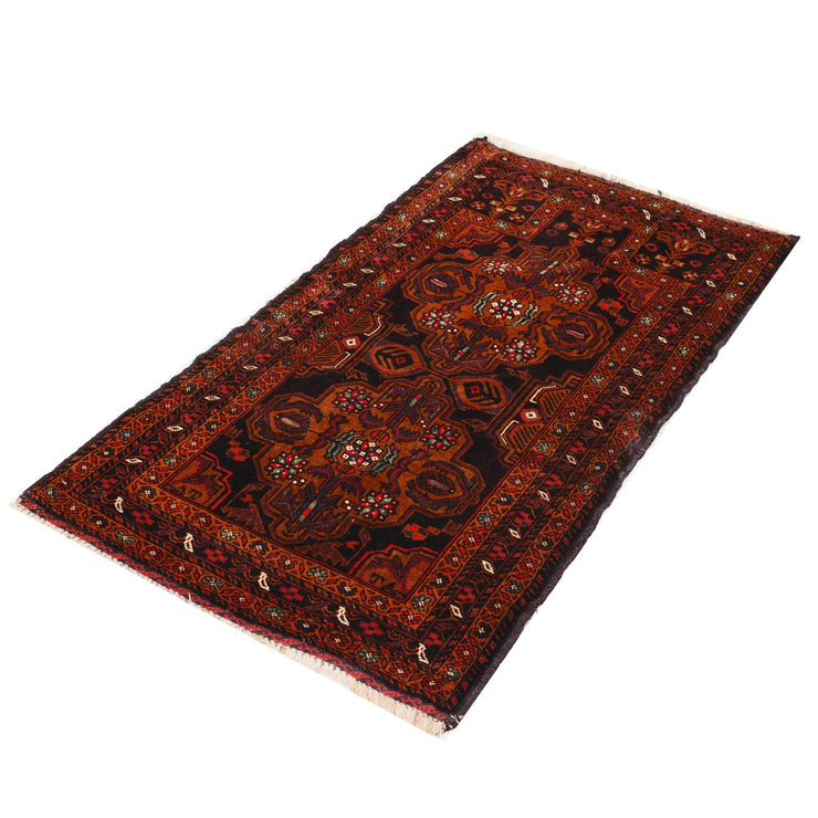 2' x 4' Dark Red Quality Tribal Baluch Rug