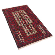 3' x 4' Rose Red Quality Tribal Baluch Rug