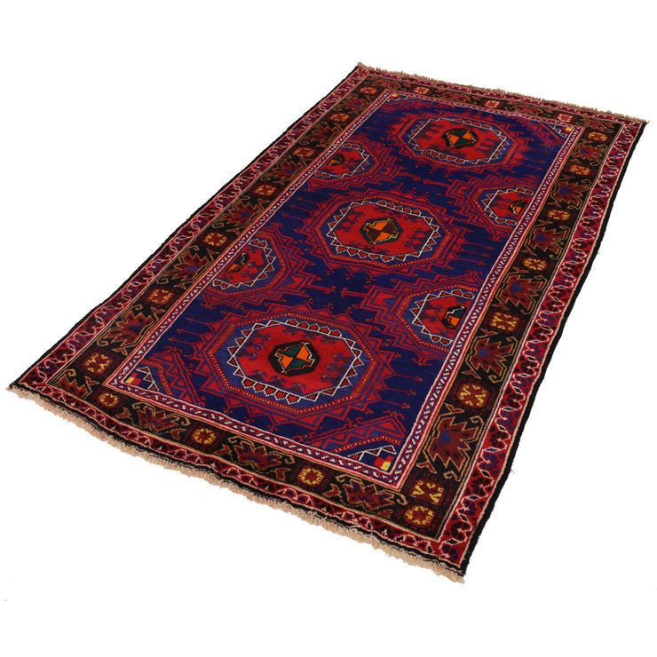 4' x 6' Navy Blue Quality Tribal Baluch Rug