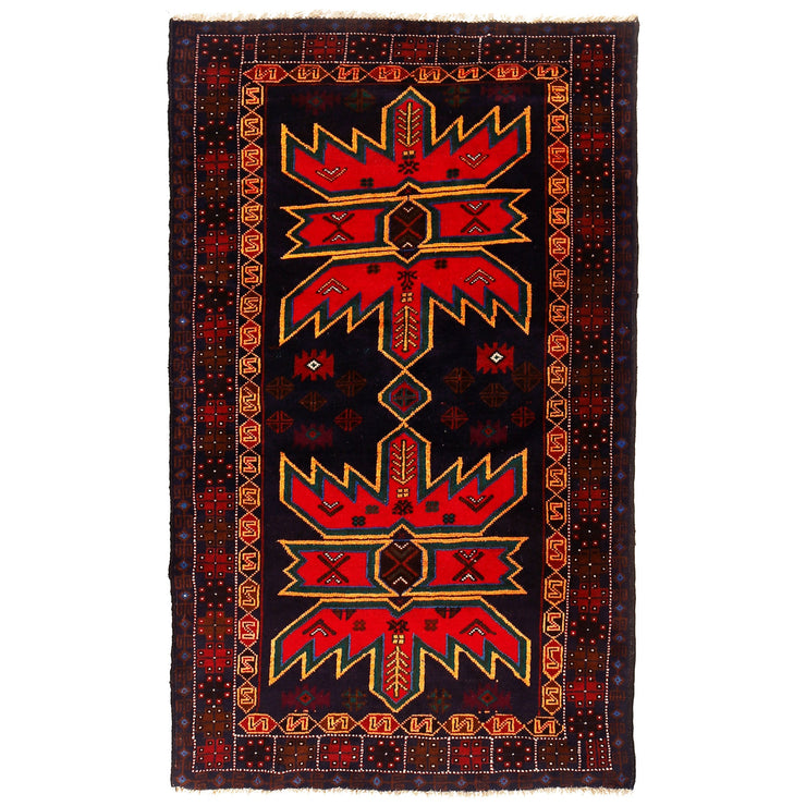 3' x 6' Black Quality Tribal Baluch Rug