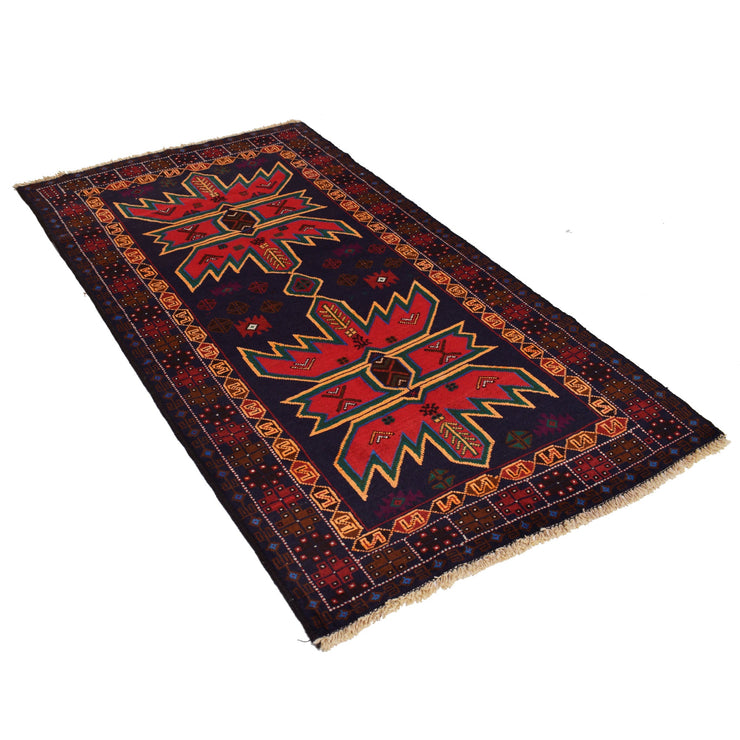 3' x 6' Black Quality Tribal Baluch Rug