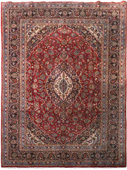 10' x 13' Rose Red Persian Signed Kashan Rug