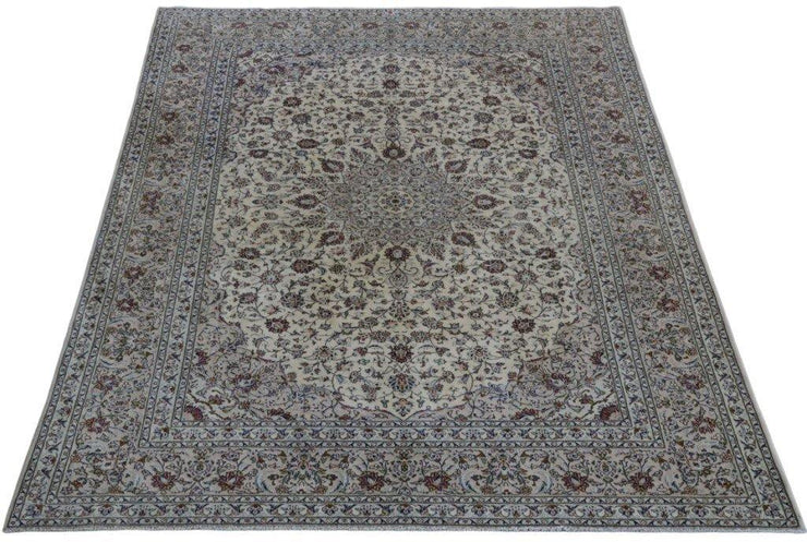 SIGNED 10x13 Ivory Persian Kashan Rug PERFECT - 82253Iran - bestrugplace