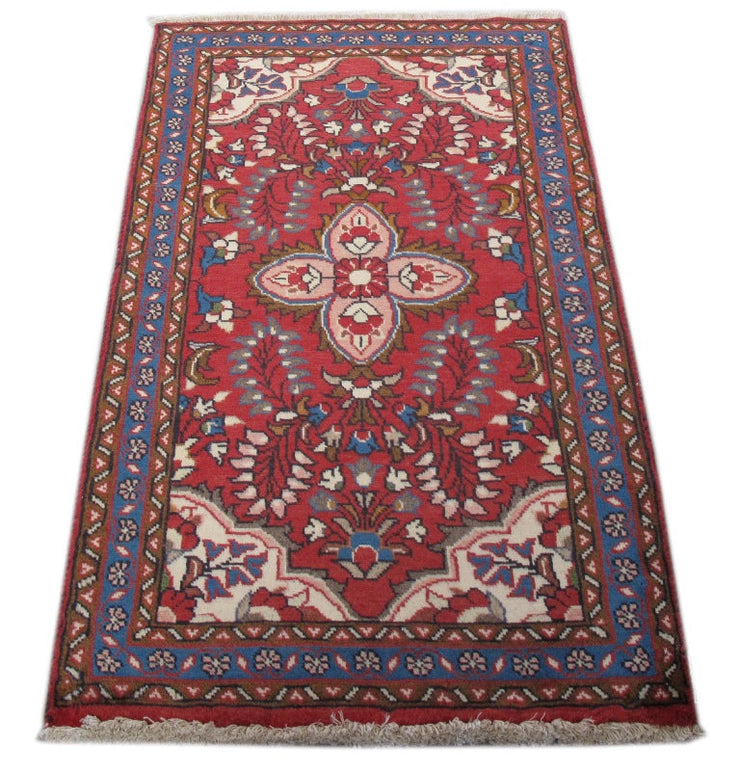 3' x 4' Red Persian Hamadan Rug