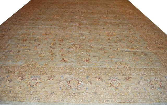 14' x 19' Olive Green Chobi Peshawar Rug