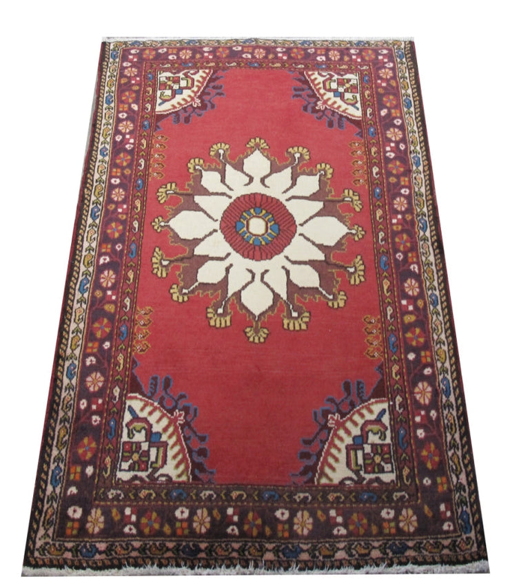 3' x 3' Red Persian Roodbar Rug