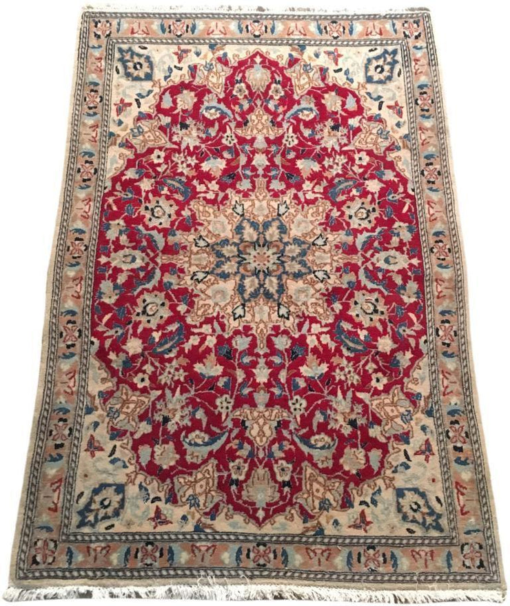 3x4 Authentic Hand-knotted Persian Wool&Silk Nain Rug - Iran - bestrugplace