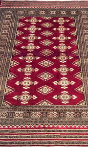 Luxurious 4x6 Authentic Hand Knotted Wool & Silk Jaldar Bokhara Rug - Pakistan - bestrugplace