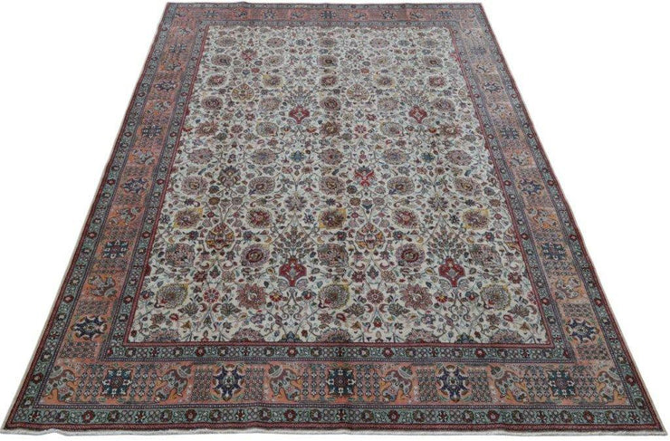 11x16 Signed Persian Tabriz Rug Ivory/ Pink - Iran 82274 - bestrugplace