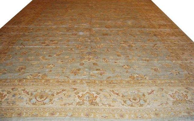 13x17 NUETRAL GREEN GOLD Chobi Peshawar Zigler Rug-Pakistan 15435 - bestrugplace