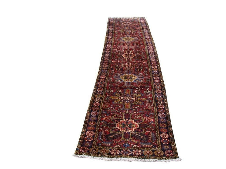 4x15 Authentic Hand Knotted Persian Heriz Rug - Iran - bestrugplace