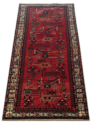 4x10 Authentic Hand-knotted Persian Hamadan Rug - Iran - bestrugplace