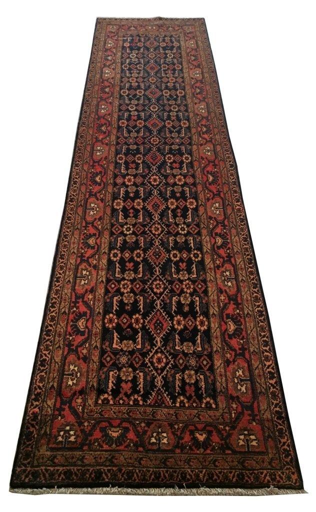 4x14 Authentic Hand-knotted Persian Hamadan Rug - Iran - bestrugplace