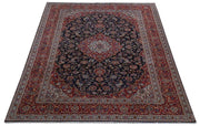 10x14 SIGNED GHTOBI Authentic Persian Kashan Rug BLUE RED Iran 81257 - bestrugplace