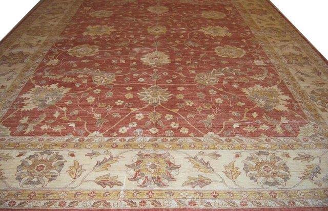 12x16 Coral Red Chobi Peshawar Rug-Pakistan 15418 - bestrugplace