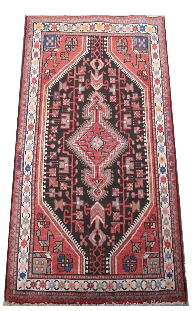 3' x 4' Brown Persian Hamadan Rug