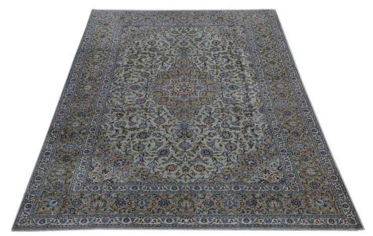 13x13 Authentic Hand-knotted Persian Signed Kashan Rug - Iran - bestrugplace