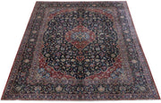 SIGNED 10x13 NAVY BLUE PERFECT QUALITY Persian Kashan Rug - Iran 81176 - bestrugplace