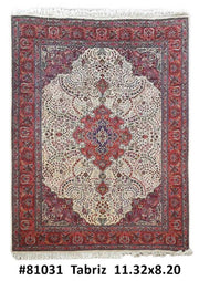 8x11 Authentic Hand Knotted Persian Tabriz Rug - Iran - bestrugplace