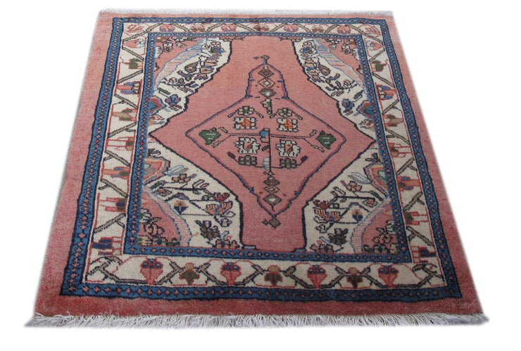 3' x 2' Salmon Persian Sarouk Rug