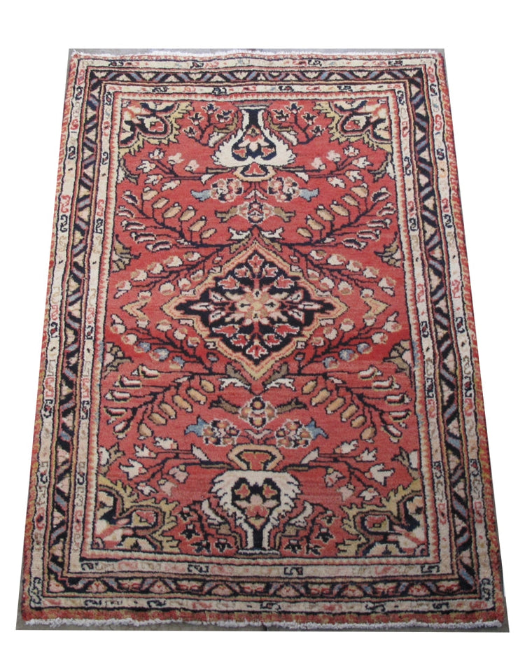 6' x 4' Orange Persian Hamadan Rug