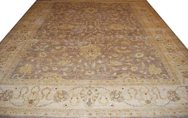 EARTH TONE NUETRAL SAGE GREEN BROWN 12x15 Authentic Chobi Peshawar Zigler Rug-Pakistan 15421 - bestrugplace