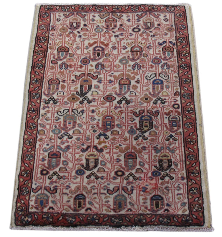 2' x 3' Ivory Persian Malayer Rug