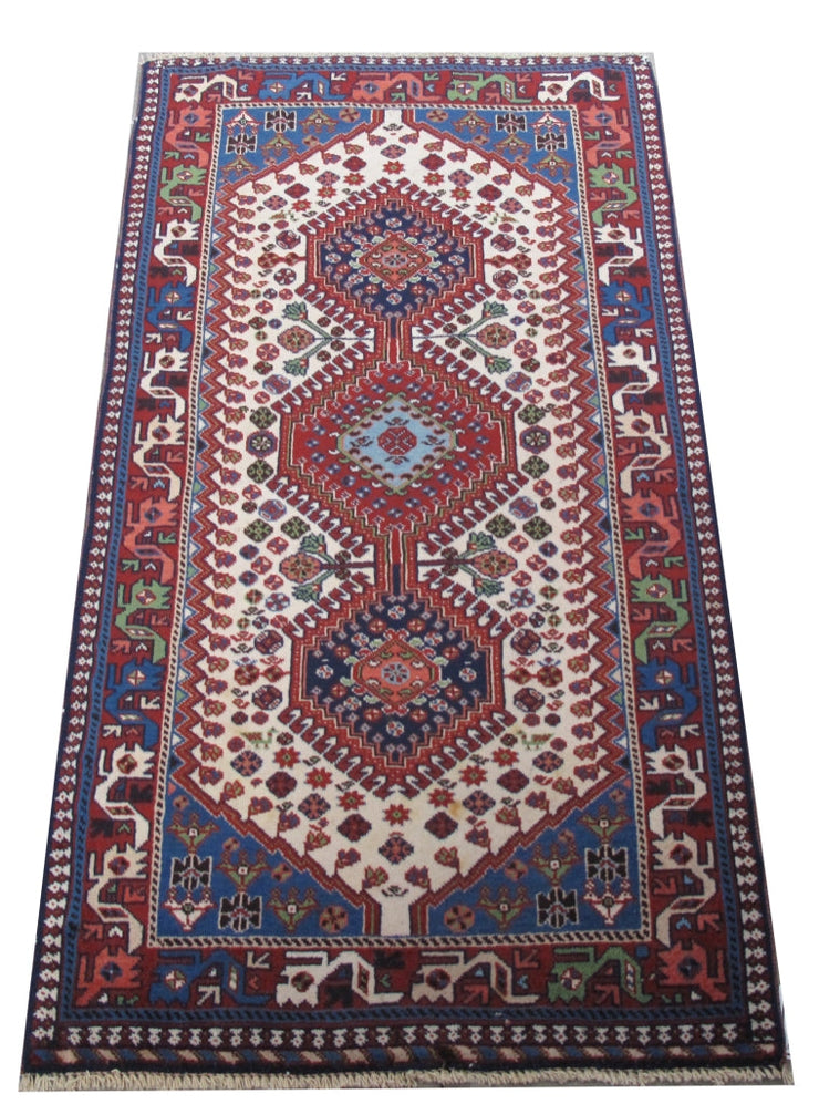 3' x 5' Ivory Persian Yalameh Rug