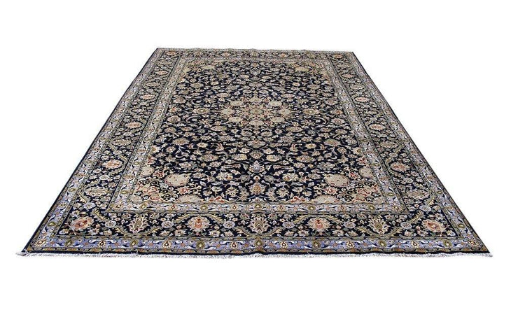 10' x 15' Black Mixed Border Persian Kashan Rug - bestrugplace