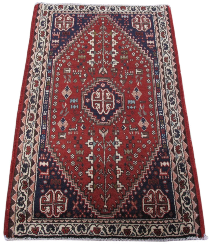 3' x 3' Red Persian Abadeh Rug