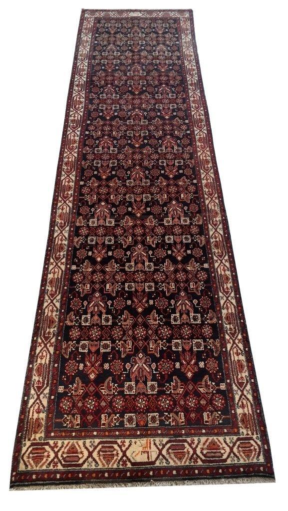 4x14 Authentic Hand-knotted Persian Hamadan Rug - Iran - bestrugplace