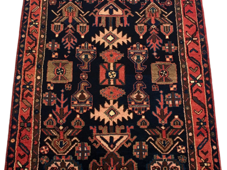 4' x 5' Navy Blue Persian Hamadan Rug