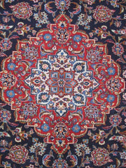 10x14 SIGNED GHTOBI Authentic Persian Kashan Rug BLUE RED Iran 81257 - bestrugplace