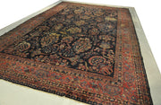 11x18 Antique Persian Kermanshah Lavar Rug Dark Blue Minor wear- Iran 79949 - bestrugplace