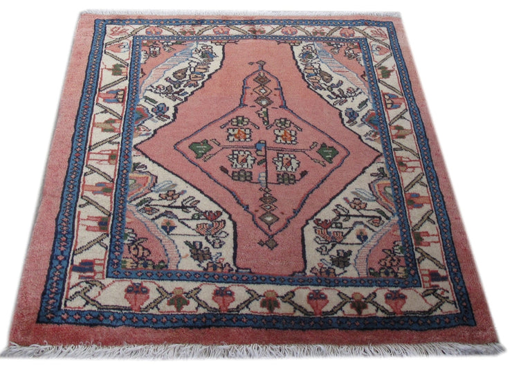 3' x 2' Salmon Persian Sarouk Rug