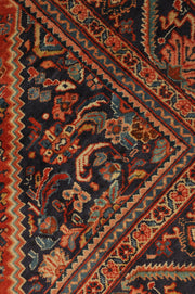 10' x 14' Semi Antique Persian Herati Mahal Rug Tomato Red