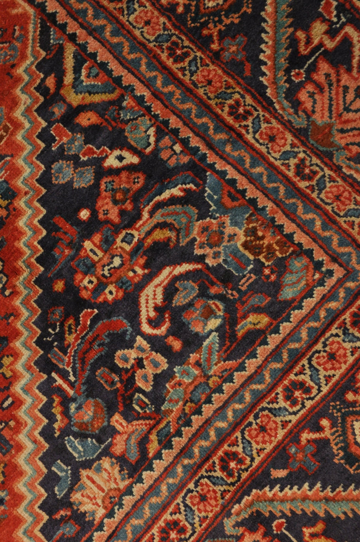 10' x 14' Semi Antique Persian Herati Mahal Rug Tomato Red