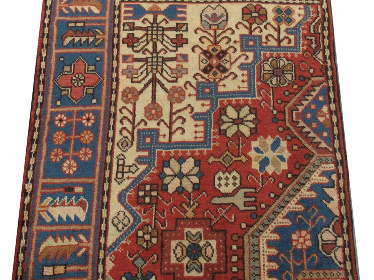 3' x 3' Red Persian Hamadan Rug