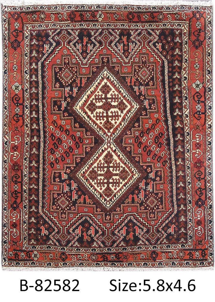 Luxurious 5x6 Authentic Hand-knotted Persian Hamadan Rug - Iran - bestrugplace