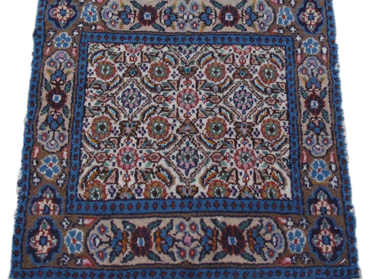 1' x 1' Ivory Blue Persian Moud Rug