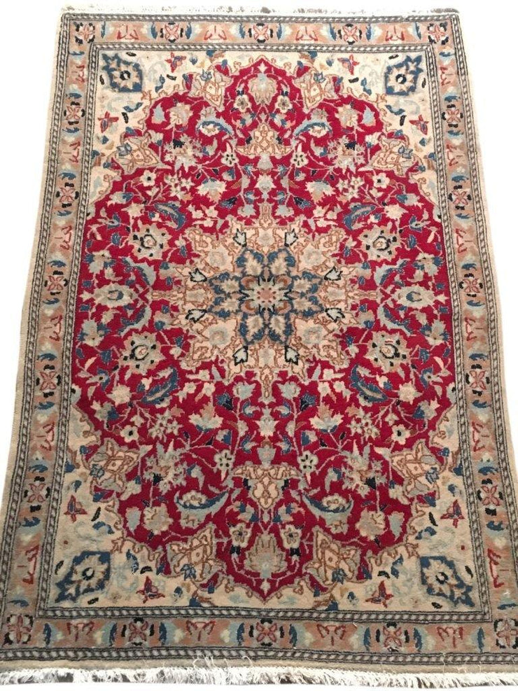 3x4 Authentic Hand-knotted Persian Wool&Silk Nain Rug - Iran - bestrugplace