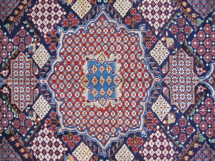 NAVY BLUE GEORMETRIC Authentic Hand-knotted Persian Signed Isfahan Rug - Iran 82342 - bestrugplace