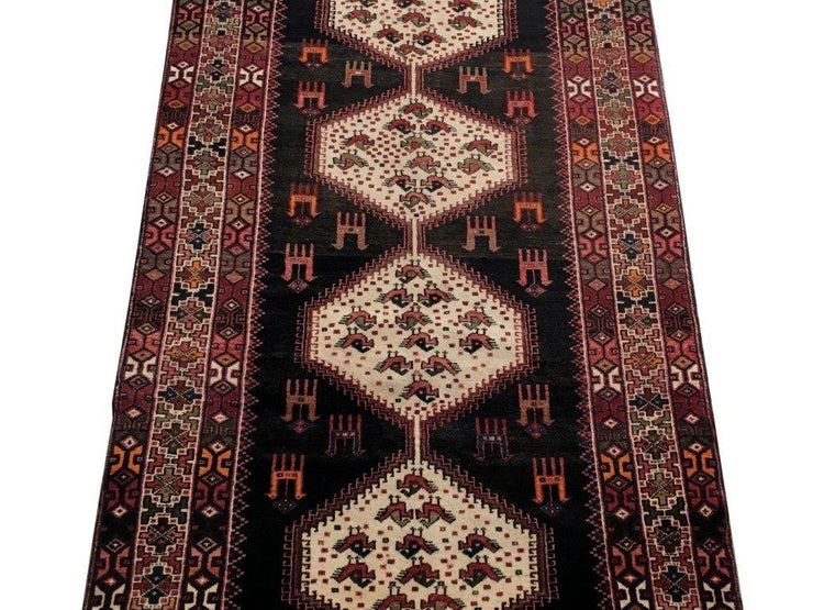 4x10 Authentic Hand-knotted Persian Hamadan Rug - Iran - bestrugplace