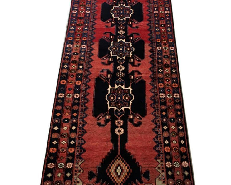 4x14 Authentic Hand-knotted Persian Hamadan Rug - Iran - bestrugplace