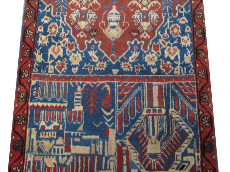 3' x 3' Red Persian Hamadan Rug