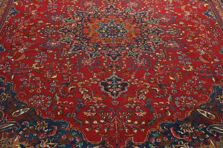 10x13 RED BLUE Persian MASHAD Rug 78892 - bestrugplace