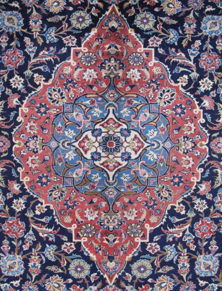 SIGNED 10x13 NAVY BLUE PERFECT QUALITY Persian Kashan Rug - Iran 81176 - bestrugplace